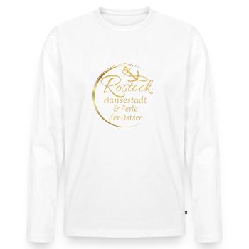 Rostock - Ville hanséatique et perle de la mer Baltique - T-shirt manches longues Premium bio Homme - blanc - Devant - Nico (187cm)