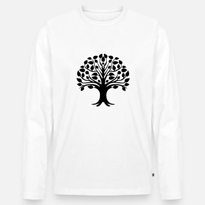 Tattoo Baum Logo - Männer Premium Bio Langarmshirt - Weiß
