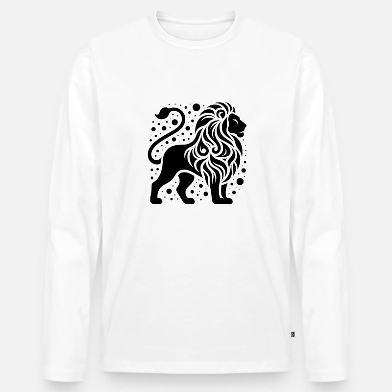 Stolzer Löwe mit wilder Mähne - Männer Premium Bio Langarmshirt - Weiß