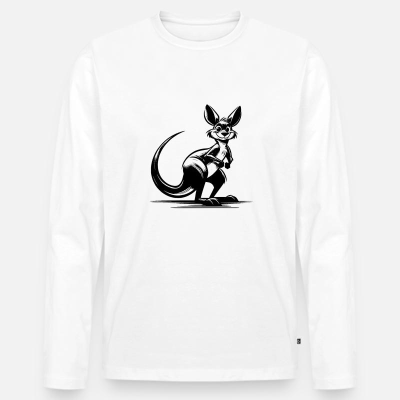 Australisches lächelndes Känguru - Männer Premium Bio Langarmshirt - Weiß
