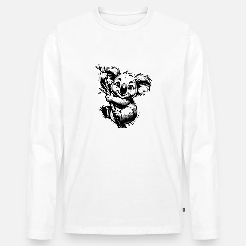 Lustiger australischer Kinder Koala am Baum - Männer Premium Bio Langarmshirt - Weiß