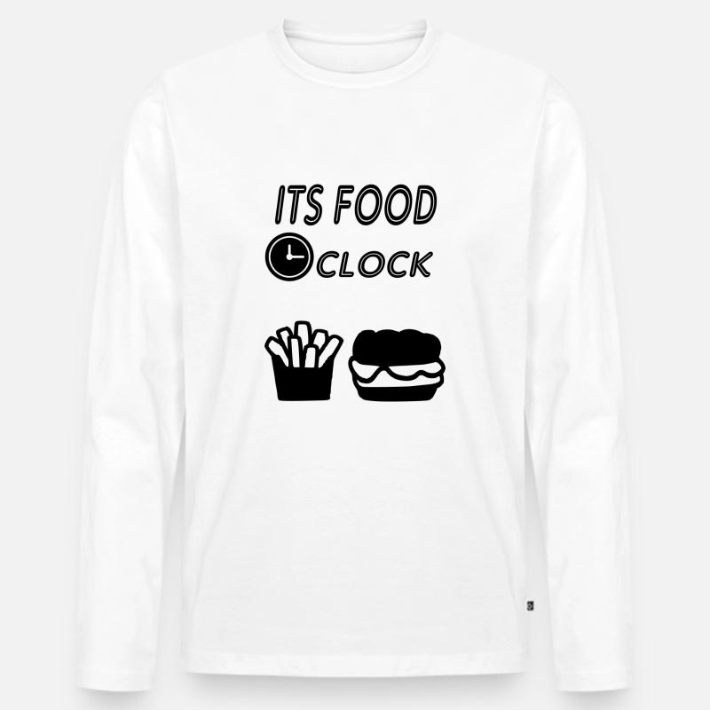 sein Essen um Uhr - Männer Premium Bio Langarmshirt - Weiß