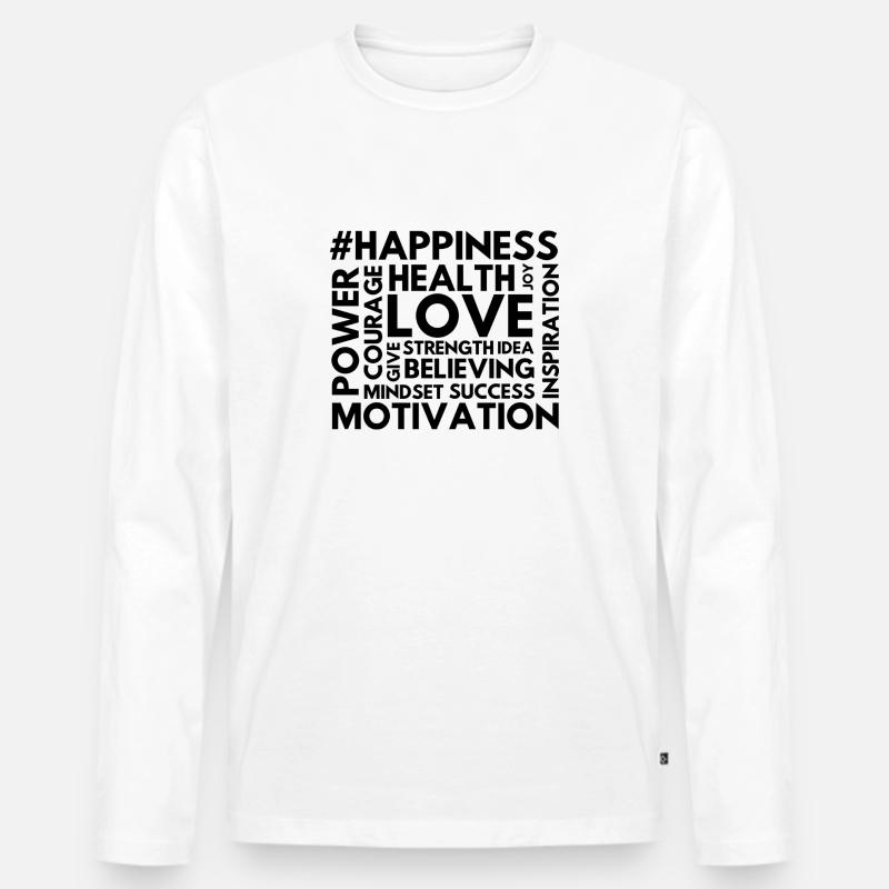 #happiness - Männer Premium Bio Langarmshirt - Weiß