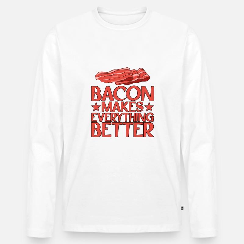 Bacon Makes Everything Better 13 - Männer Premium Bio Langarmshirt - Weiß