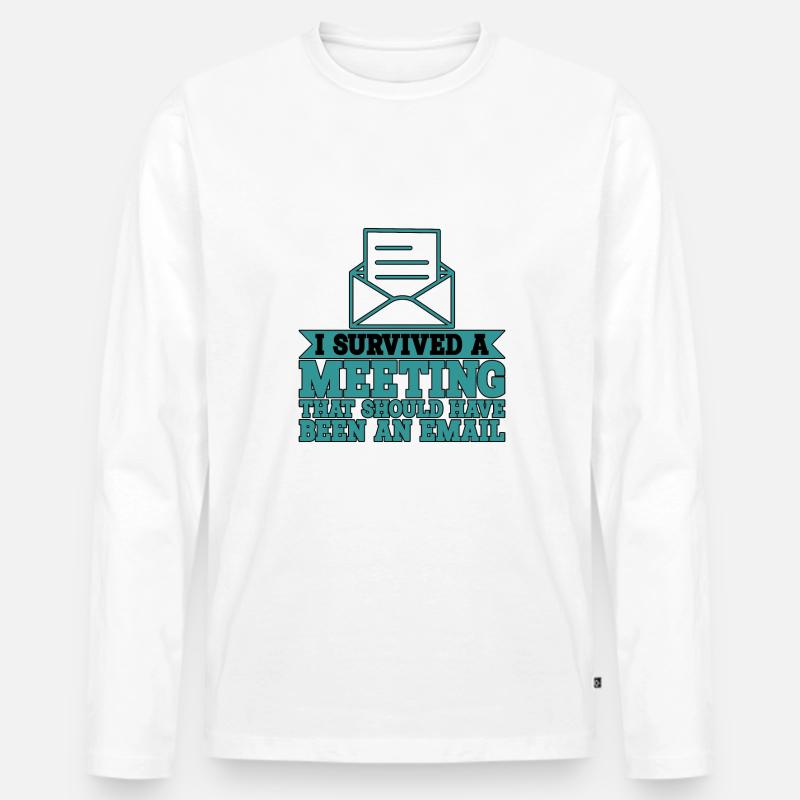 I Survived Another Meeting 9 - Männer Premium Bio Langarmshirt - Weiß