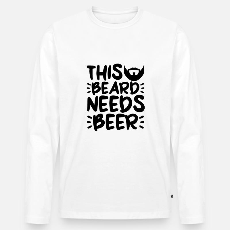 This Beard Needs Beer 4 - Männer Premium Bio Langarmshirt - Weiß