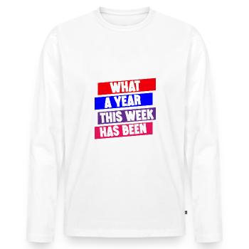Quelle année cette semaine a été 3 - T-shirt manches longues Premium bio Homme - blanc - Devant - Nico (187cm)