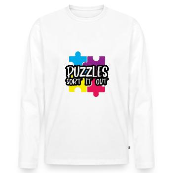 Puzzlers Sort It Out 4 - Men's Premium Organic Long Sleeve Shirt - white - Front - Nico (187cm)
