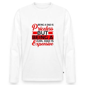 Être une fille papa coûte cher 2 - T-shirt manches longues Premium bio Homme - blanc - Devant - Nico (187cm)