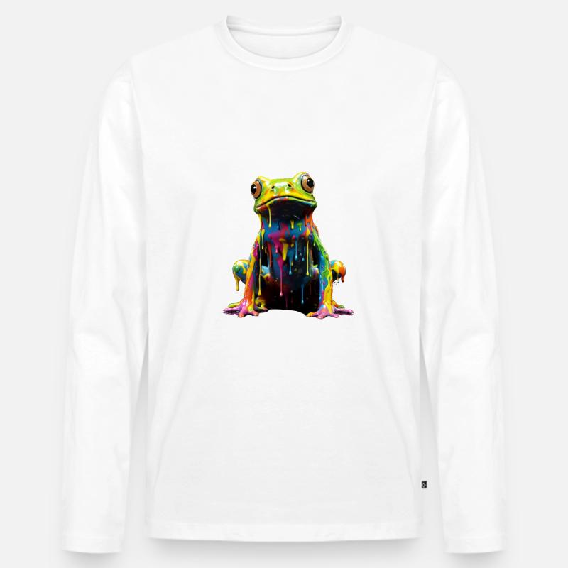 Rainbow Frog - Männer Premium Bio Langarmshirt - Weiß