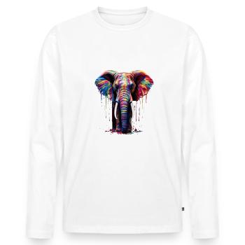 Rainbow Elephant - Men's Premium Organic Long Sleeve Shirt - white - Front - Nico (187cm)