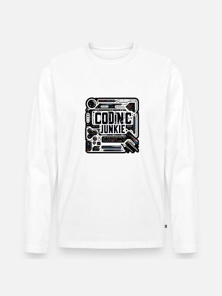 Coding Junkie 11 - Men's Premium Organic Long Sleeve Shirt - white