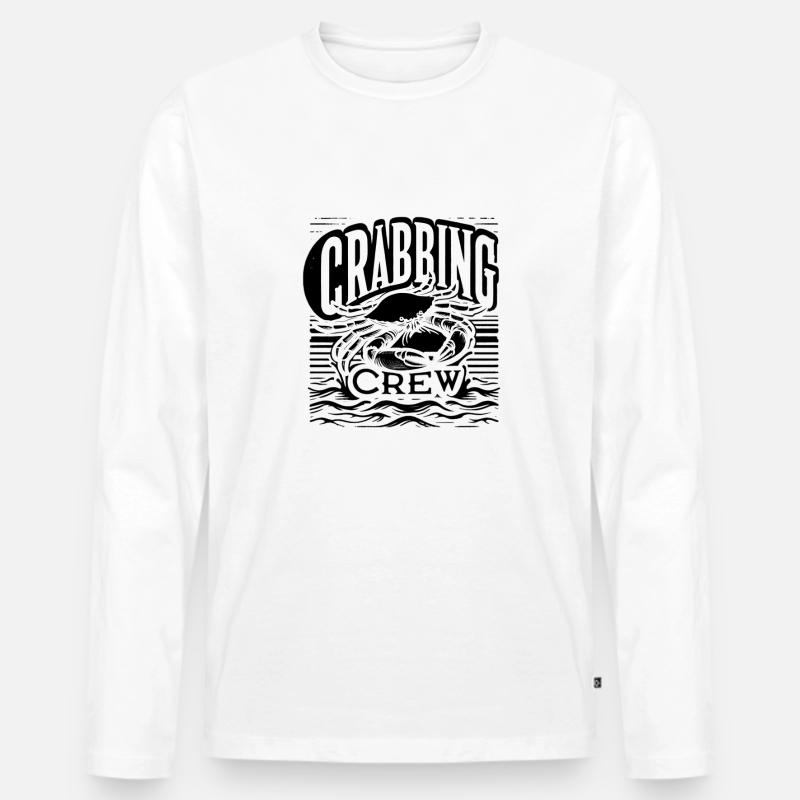 Crabbing Crew 10 - Männer Premium Bio Langarmshirt - Weiß