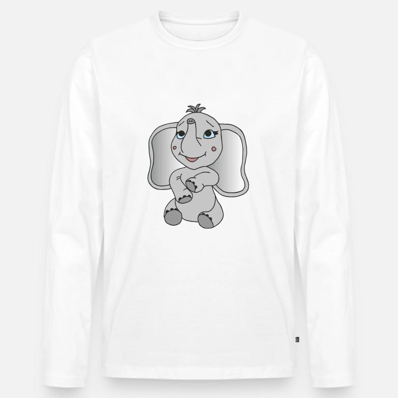 Kleiner süßer Elefant - Männer Premium Bio Langarmshirt - Weiß