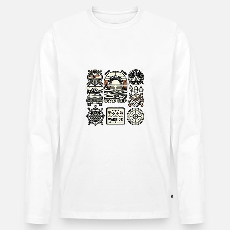 Road Trip Warrior 6 - Männer Premium Bio Langarmshirt - Weiß
