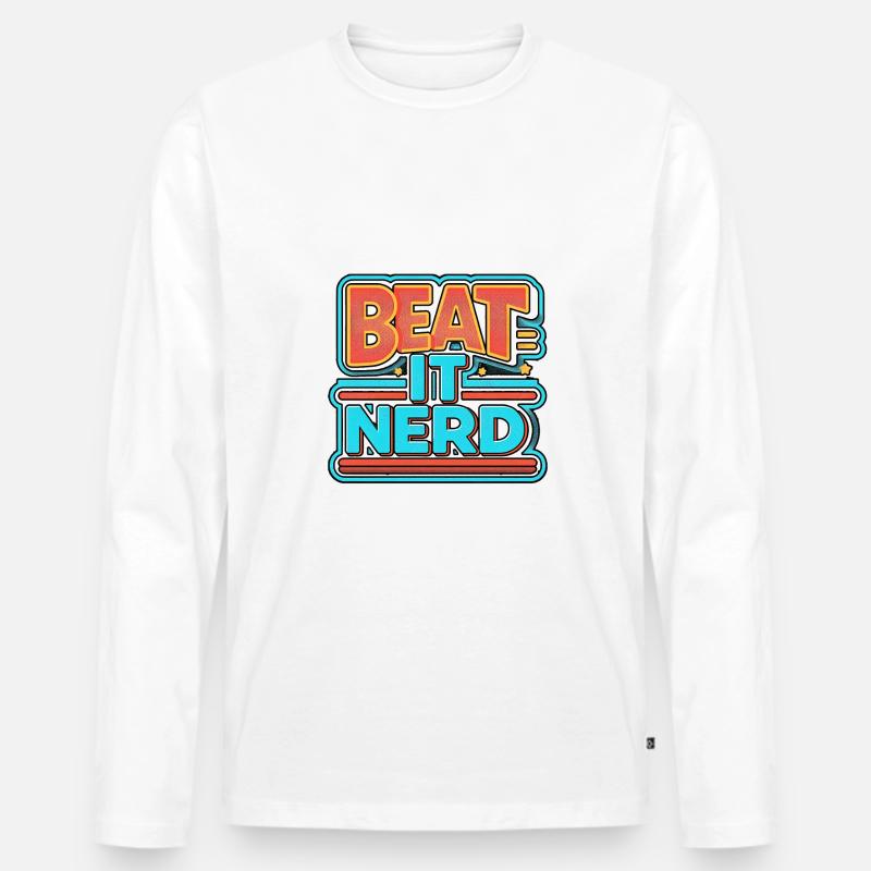 Beat it Nerd 8 - Männer Premium Bio Langarmshirt - Weiß