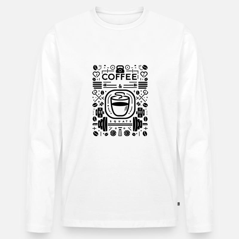 Coffee And Squats 9 - Männer Premium Bio Langarmshirt - Weiß