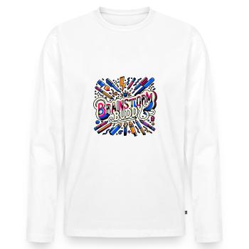 Brainstormy Buddy 10 - T-shirt manches longues Premium bio Homme - blanc - Devant - Nico (187cm)