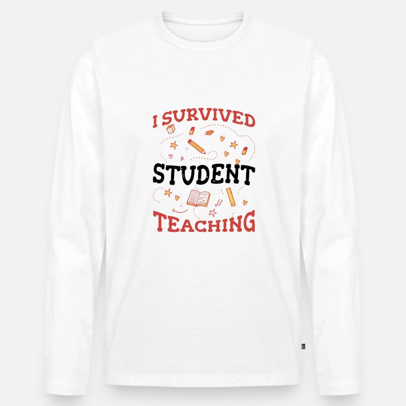 I Survived Student Teaching 5 - Männer Premium Bio Langarmshirt - Weiß