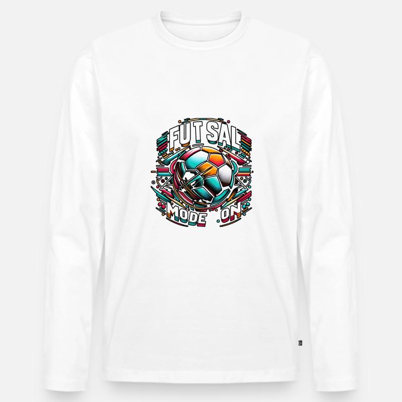 Futsal Mode On 9 - Männer Premium Bio Langarmshirt - Weiß
