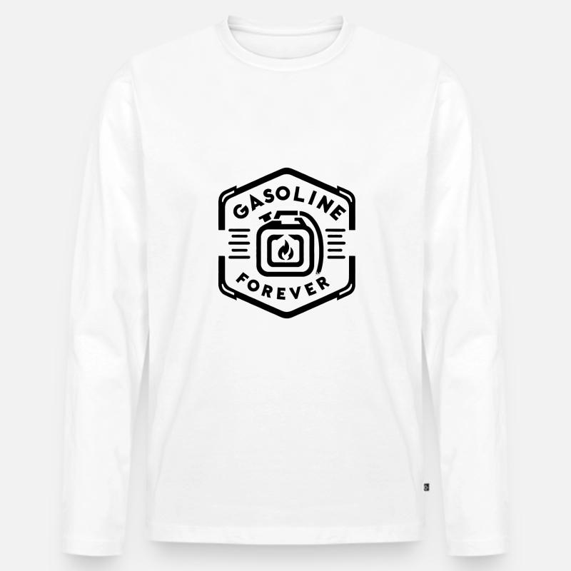 Gasoline Forever 13 - Männer Premium Bio Langarmshirt - Weiß
