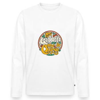 Descends de mon queso 10 - T-shirt manches longues Premium bio Homme - blanc - Devant - Nico (187cm)