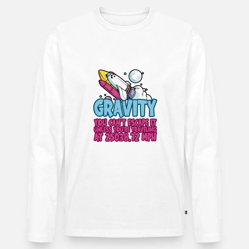 Gravity, You Can't Escape It 4 - Männer Premium Bio Langarmshirt - Weiß