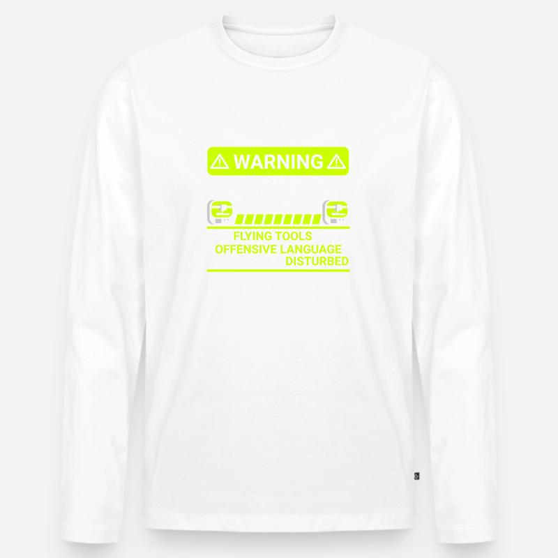 warning 3d printing in progress - Männer Premium Bio Langarmshirt - Weiß