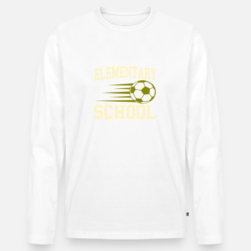 Funny Elementary Completed Soccer Vibe - Männer Premium Bio Langarmshirt - Weiß