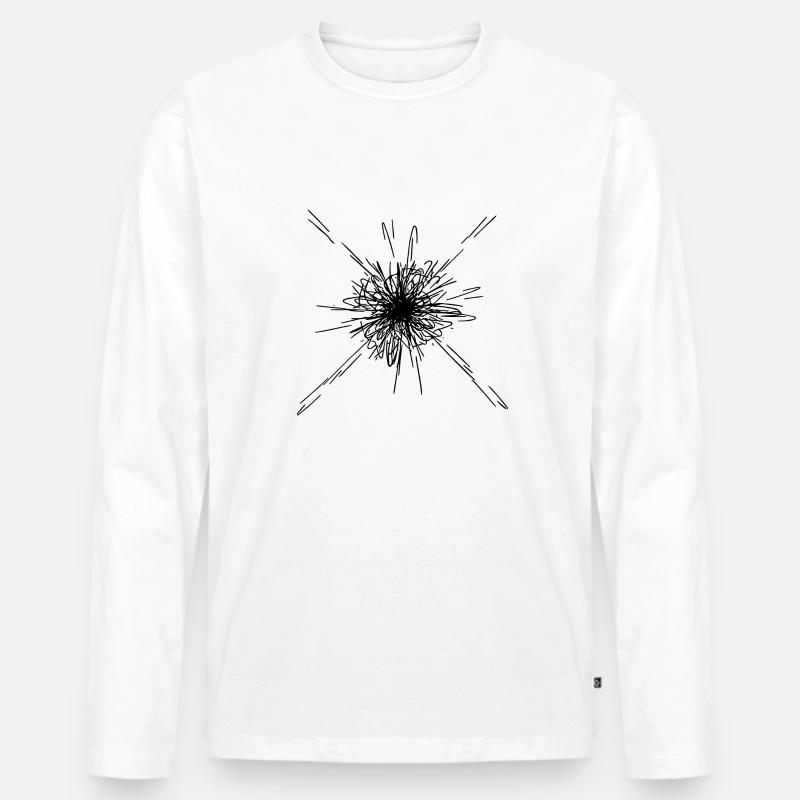 Mandala Explosion Linien Muster - Männer Premium Bio Langarmshirt - Weiß