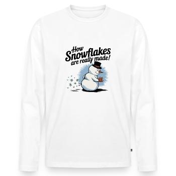 Funny Snowman Winter Sweater - Gag Shirt - Men's Premium Organic Long Sleeve Shirt - white - Front - Nico (187cm)
