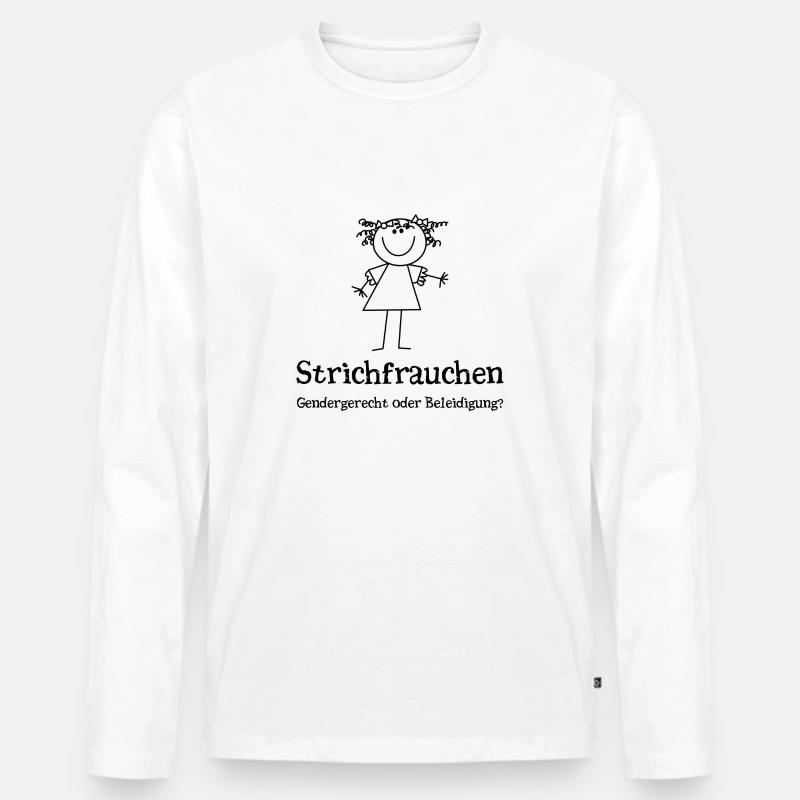 strichfrauchen schwarz - Männer Premium Bio Langarmshirt - Weiß
