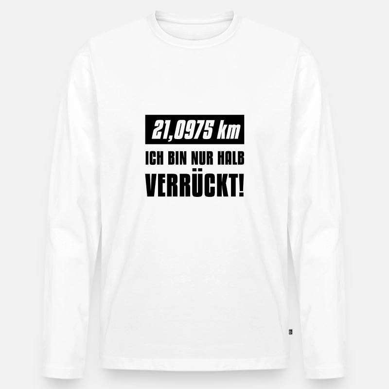 21 km - Halbmarathon - Männer Premium Bio Langarmshirt - Weiß
