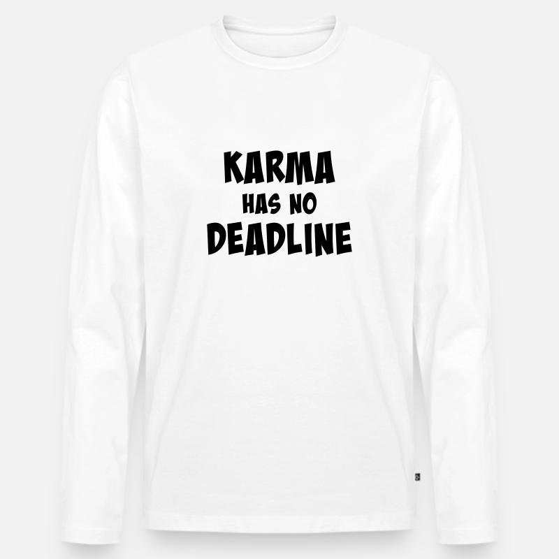 Karma has no deadline - Männer Premium Bio Langarmshirt - Weiß