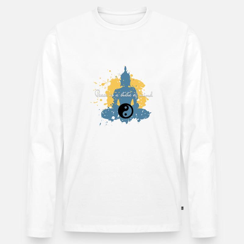 Frieden ist ein Geisteszustand - Männer Premium Bio Langarmshirt - Weiß