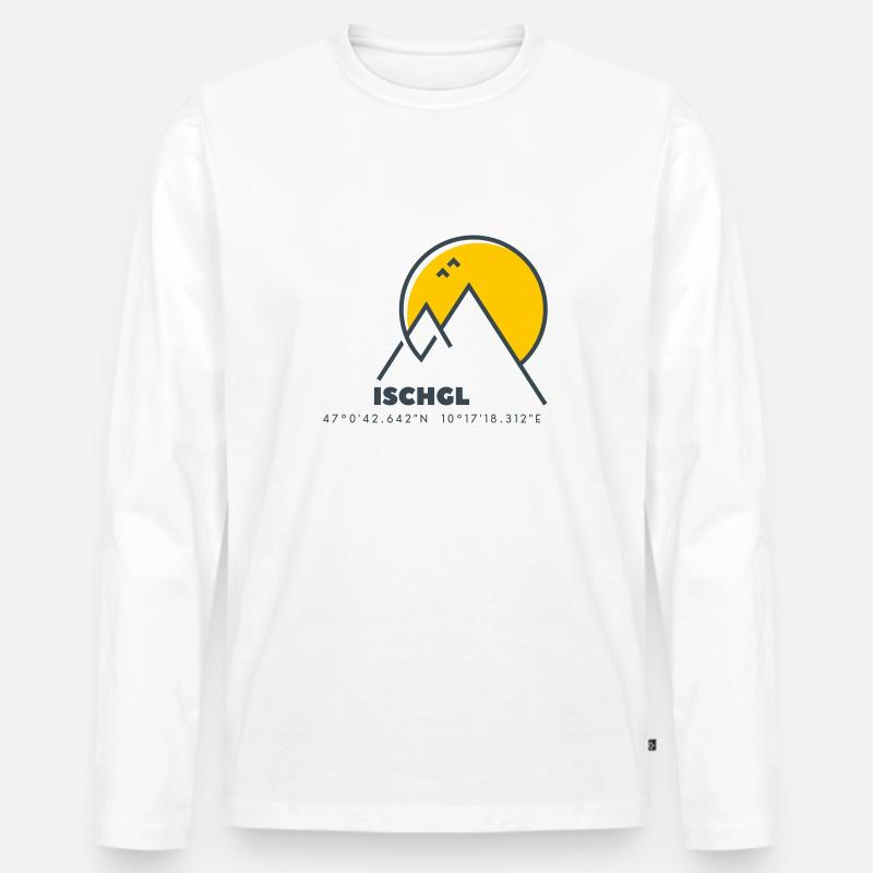 Minimalistisches Ischgl-Logo - Männer Premium Bio Langarmshirt - Weiß