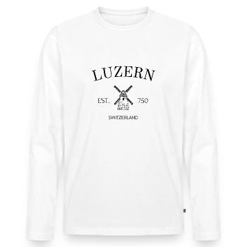 Lucerne - Suisse - Souvenir - Voyage - Cadeau - T-shirt manches longues Premium bio Homme - blanc - Devant - Nico (187cm)
