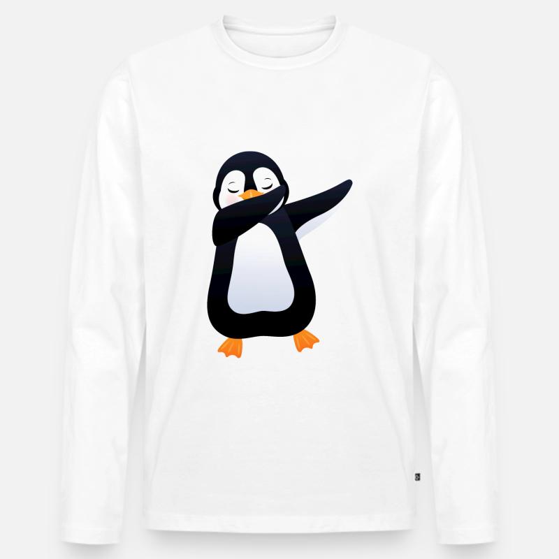 Penguin Dab Dance - Cool Gift - Männer Premium Bio Langarmshirt - Weiß