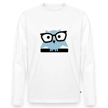 Eule mit Brille - Männer Premium Bio Langarmshirt - Weiß - Vorne - Nico (187cm)