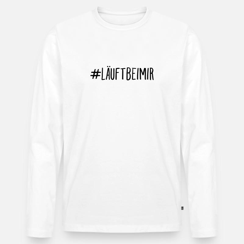 #läuftbeimir - Männer Premium Bio Langarmshirt - Weiß
