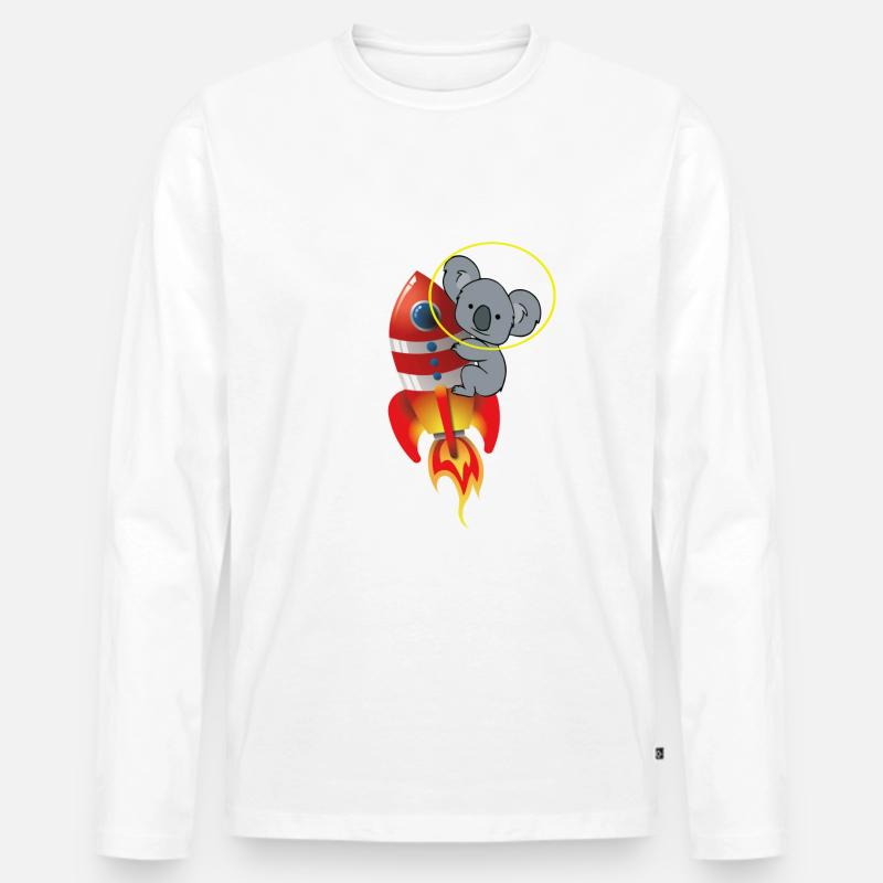 Koala im Weltall - Männer Premium Bio Langarmshirt - Weiß