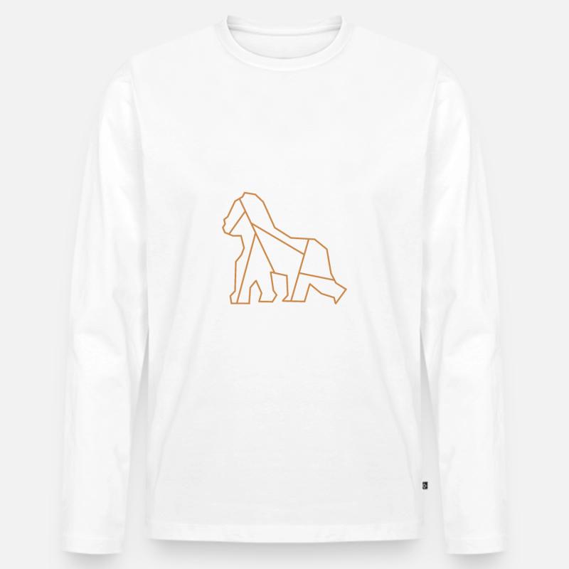 Affe | Tier | Logo | Gorilla - Männer Premium Bio Langarmshirt - Weiß