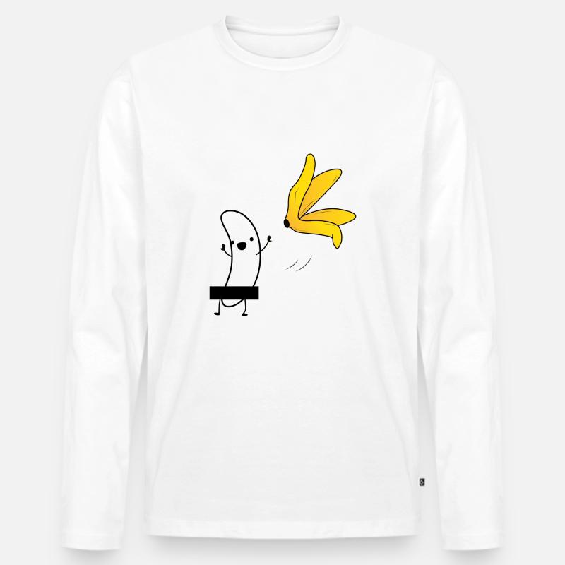 banane - Männer Premium Bio Langarmshirt - Weiß