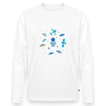 Raumfahrt blau-weiß - Männer Premium Bio Langarmshirt - Weiß - Vorne - Nico (187cm)