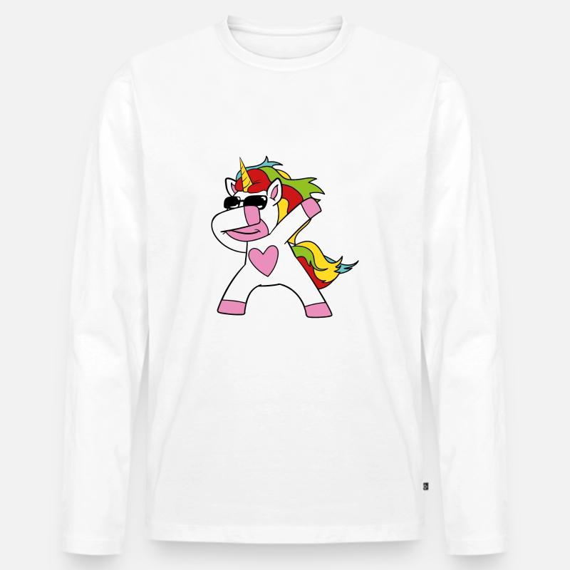 Dabbing Einhorn - Männer Premium Bio Langarmshirt - Weiß