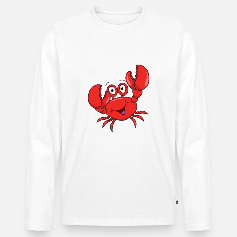 Krebs Krabbe - Männer Premium Bio Langarmshirt - Weiß