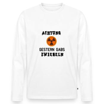 AchtungZwiebelmn von gestern - Männer Premium Bio Langarmshirt - Weiß - Vorne - Nico (187cm)