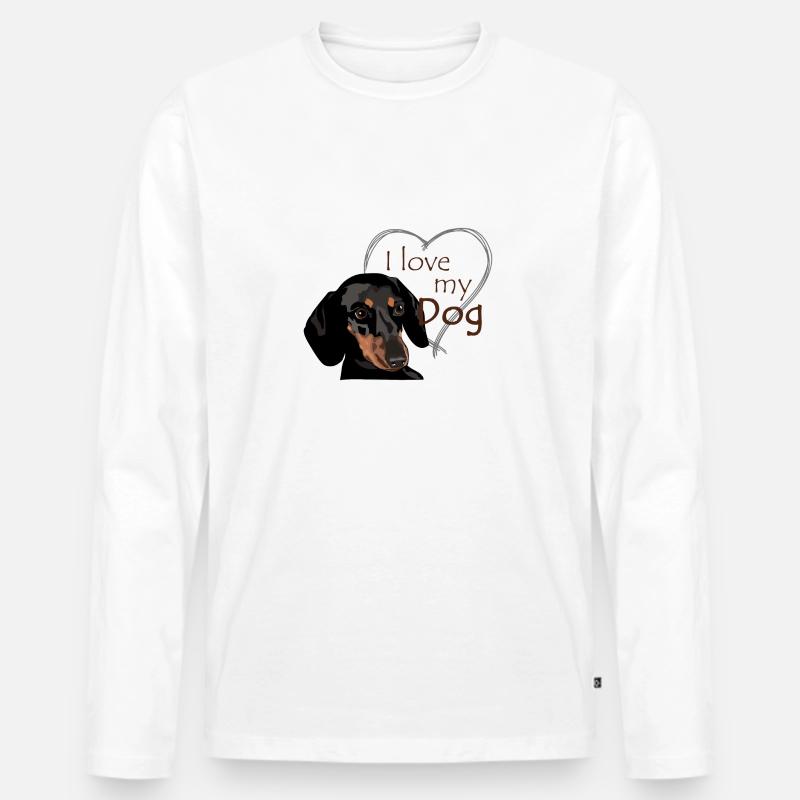 Dackel – Ich liebe Hunde - Männer Premium Bio Langarmshirt - Weiß