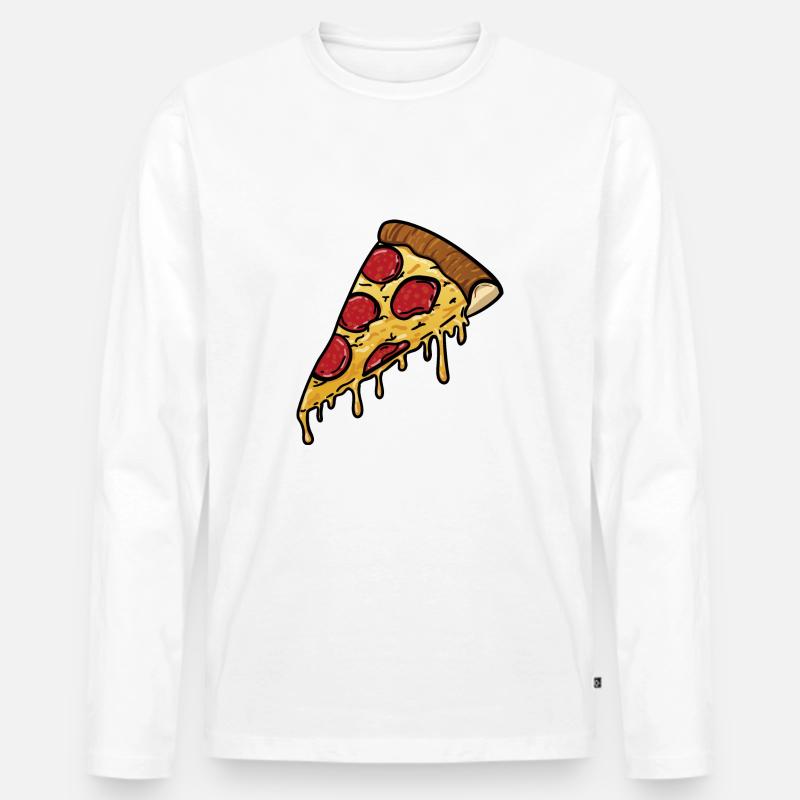 Pizza Tshirt - Männer Premium Bio Langarmshirt - Weiß