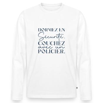 Policier - T-shirt manches longues Premium bio Homme - blanc - Devant - Nico (187cm)
